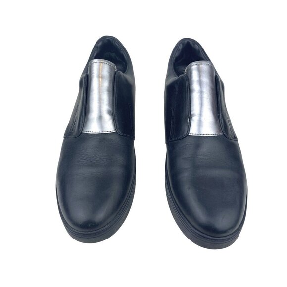 Prada Black Calfskin Leather Silver Chrome Slip On Sneakers 3S6047 US 8 EU 41 main image 14